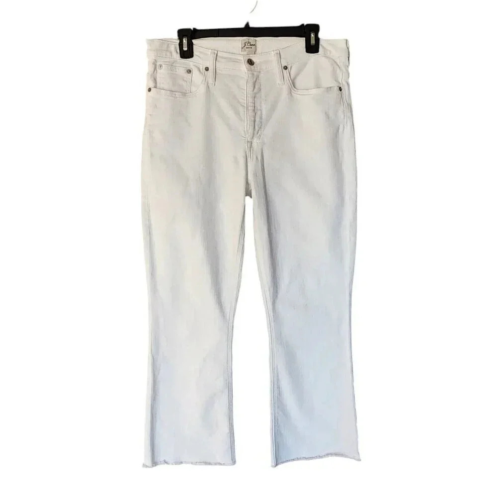 J.Crew Denim Billie Denim Boot Crop White Five Pocket Style Size 32
